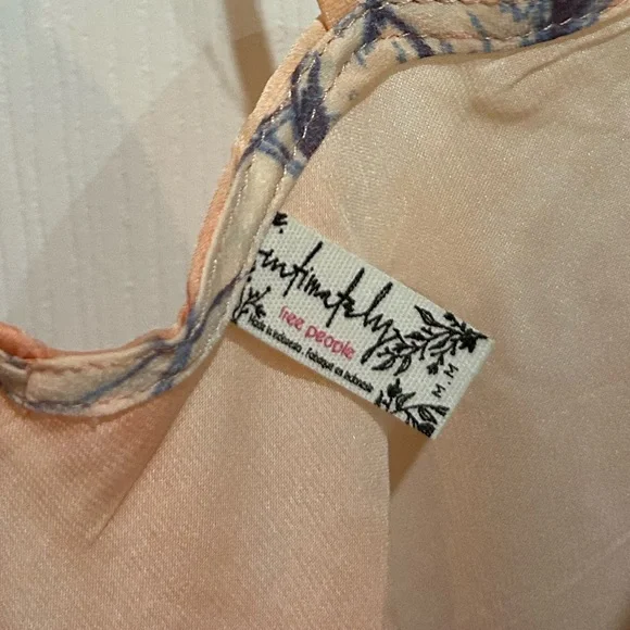 Free People Intimately Cassie Girl Slip Dress Orange & Blue Floral Sz M - Picture 9 of 12